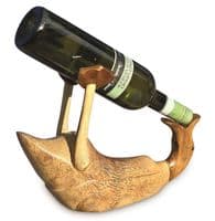 Wine Champagne Bottle Holder - Bamboo Wooden - Drunken Duck Novelty Gift