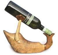 Wine Champagne Bottle Holder - Bamboo Wooden - Drunken Duck Novelty Gift