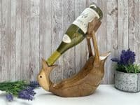 Wine Champagne Bottle Holder - Bamboo Wooden - Drunken Duck Novelty Gift
