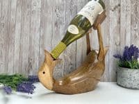 Wine Champagne Bottle Holder - Bamboo Wooden - Drunken Duck Novelty Gift