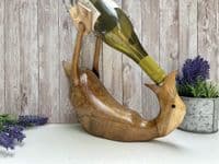 Wine Champagne Bottle Holder - Bamboo Wooden - Drunken Duck Novelty Gift