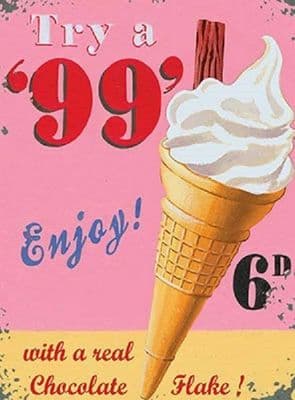 Wiscombe 99 Flake Seaside Beach Cafe Vintage Metal Sign Plaque