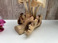 Wooden 4 Eroded Bali Mushroom Sculpture Ornament Gift - Handcarved Teak Root