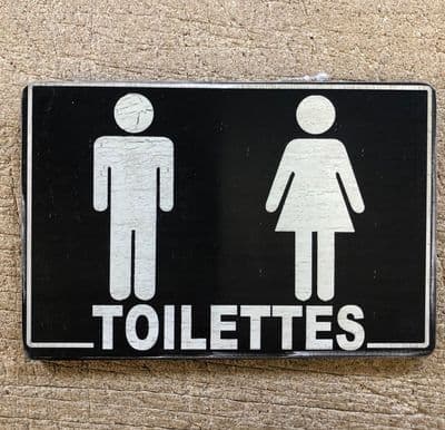 Wooden Bathroom Toilet Toilettes Plaque Sign Man & Woman