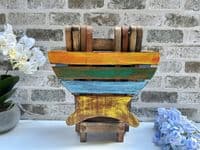 Wooden Folding Fish Chair Stool Seat - Small 31cm Multicoloured Wood Timber