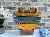 Wooden Folding Fish Chair Stool Seat - Small 31cm Multicoloured Wood Timber