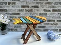 Wooden Folding Fish Chair Stool Seat - Small 31cm Multicoloured Wood Timber