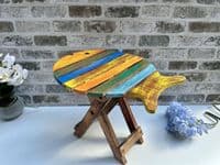 Wooden Folding Fish Chair Stool Seat - Small 31cm Multicoloured Wood Timber