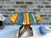 Wooden Folding Fish Chair Stool Seat - Small 31cm Multicoloured Wood Timber