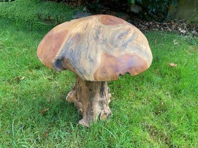 Wooden Giant Mushroom Sculpture Ornament Gift - Large - Handcarved Teak Root