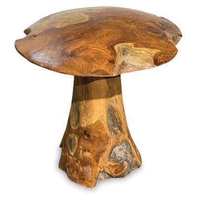 Wooden Giant Mushroom Sculpture Ornament Gift - Medium - Handcarved Teak Root