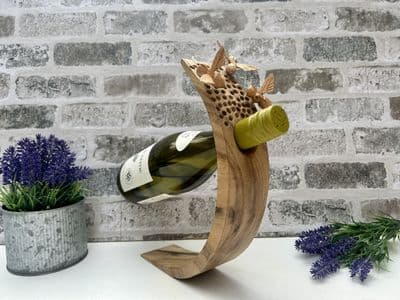 Wooden Root Bee Hotel Wine Holder Stand Balance Levitating Effect Freestanding