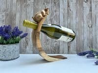 Wooden Wine Bottle Holder Balancer Hand Carved Cat Design Quirky Cat Lover Gift