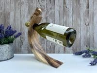 Wooden Wine Bottle Holder Balancer Hand Carved Cat Design Quirky Cat Lover Gift