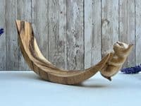 Wooden Wine Bottle Holder Balancer Hand Carved Cat Design Quirky Cat Lover Gift