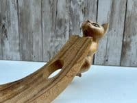 Wooden Wine Bottle Holder Balancer Hand Carved Cat Design Quirky Cat Lover Gift