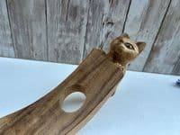Wooden Wine Bottle Holder Balancer Hand Carved Cat Design Quirky Cat Lover Gift