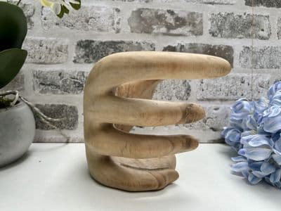 Wooden Wine Bottle Holder Stand Freestanding - Hand of Wisdom Carved