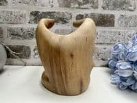 Wooden Wine Bottle Holder Stand Freestanding - Hand of Wisdom Carved