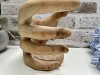 Wooden Wine Bottle Holder Stand Freestanding - Hand of Wisdom Carved