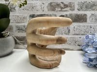 Wooden Wine Bottle Holder Stand Freestanding - Hand of Wisdom Carved