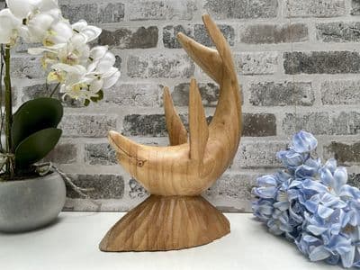 Wooden Wine Bottle Holder Stand Freestanding - Leaping Dolphin Carved