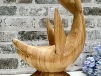 Wooden Wine Bottle Holder Stand Freestanding - Leaping Dolphin Carved