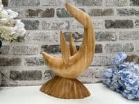 Wooden Wine Bottle Holder Stand Freestanding - Leaping Dolphin Carved