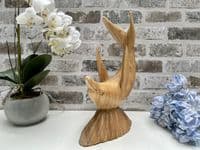 Wooden Wine Bottle Holder Stand Freestanding - Leaping Dolphin Carved
