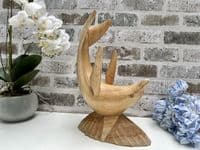 Wooden Wine Bottle Holder Stand Freestanding - Leaping Dolphin Carved