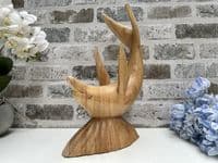 Wooden Wine Bottle Holder Stand Freestanding - Leaping Dolphin Carved