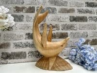 Wooden Wine Bottle Holder Stand Freestanding - Leaping Dolphin Carved