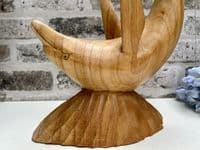 Wooden Wine Bottle Holder Stand Freestanding - Leaping Dolphin Carved