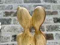 Wooden Wine Bottle Holder Stand Freestanding - Lovers Couple Carved