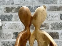 Wooden Wine Bottle Holder Stand Freestanding - Lovers Couple Carved