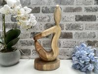 Wooden Wine Bottle Holder Stand Freestanding - Lovers Couple Carved