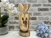 Wooden Wine Bottle Holder Stand Freestanding - Lovers Couple Carved