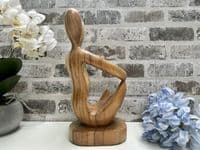 Wooden Wine Bottle Holder Stand Freestanding - Lovers Couple Carved