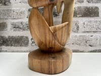 Wooden Wine Bottle Holder Stand Freestanding - Lovers Couple Carved
