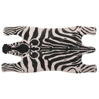 Zebra Shaped Coir Door Floor Mat 75x38cm Black & White