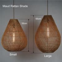 Maud - natural rattan ceiling light pendant, 45cm Diameter, Height 65cm