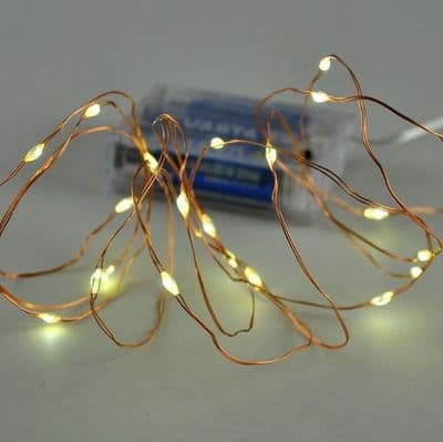 20 Warm White LED Micro Battery Fairy Lights