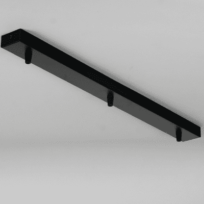 Black 600mm Steel Ceiling Rose Bar  - 3 Cable Outlet