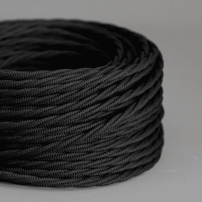 BLACK Braided Fabric Lighting Cable