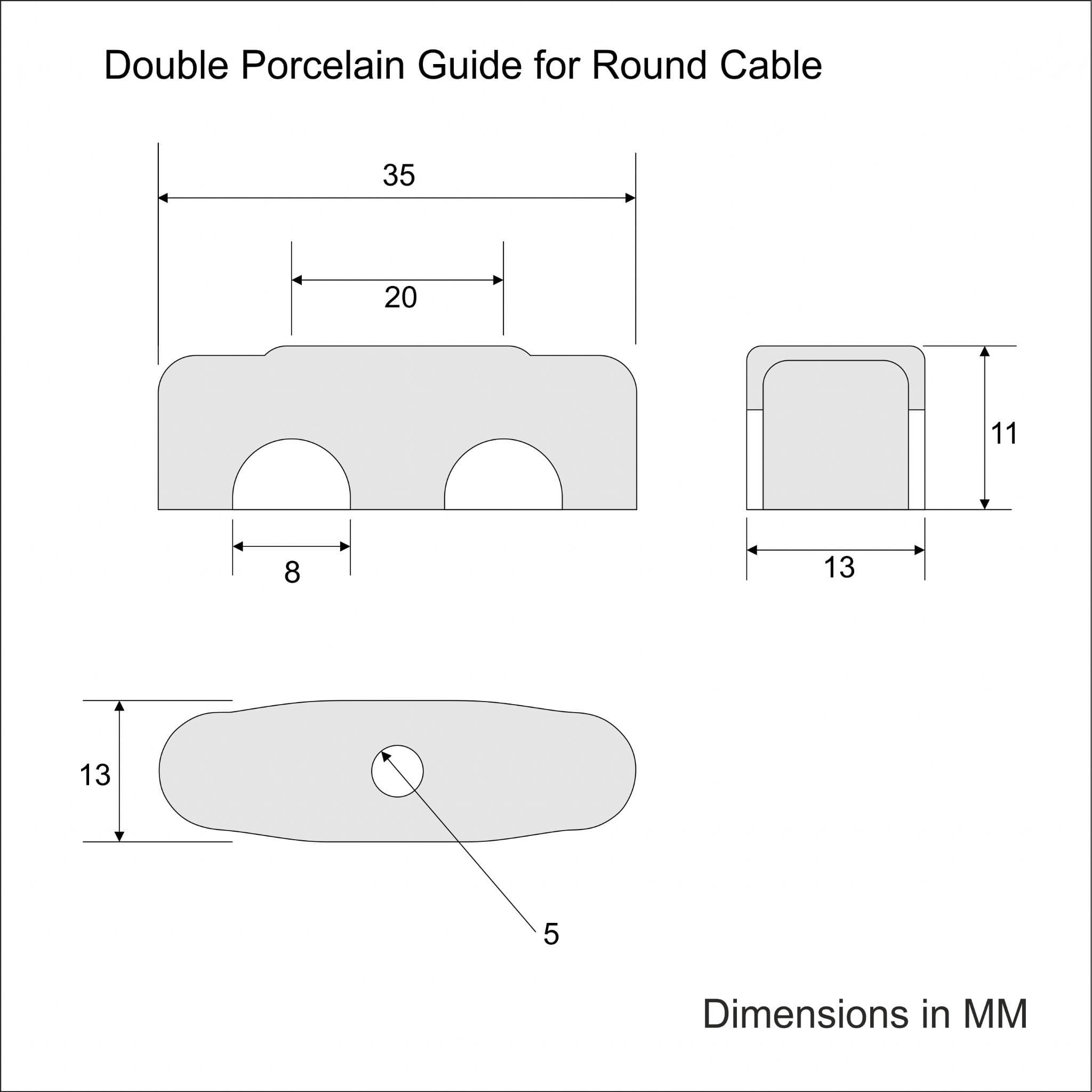 BLACK Double Porcelain Guide for Round Cable