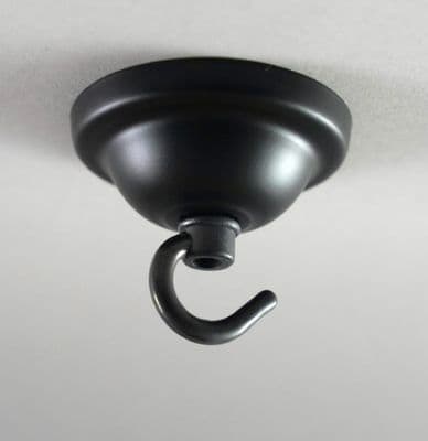Black Metal Ceiling Rose with Gun Metal Hook