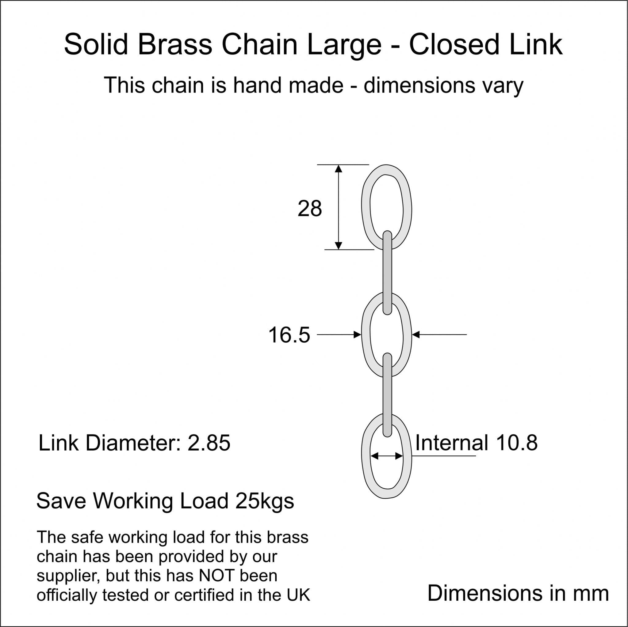 Brass Oval Lighting Chain Large Natural Brass finish