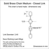 Brass Oval Lighting Chain Medium - Old English finish