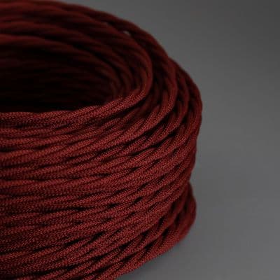 BURGUNDY Braided Fabric Lighting Cable MATT