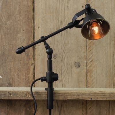 Carpenters desk lamp in matt black with blah de blah